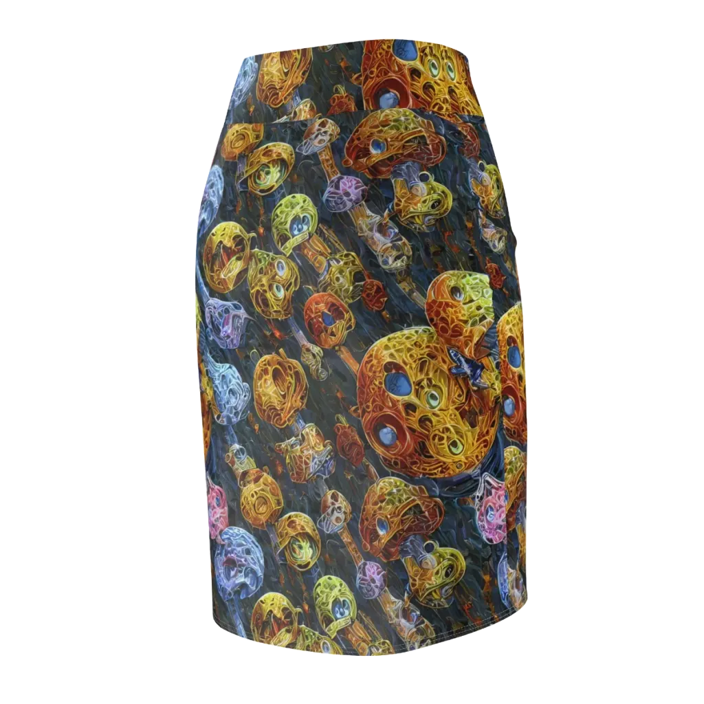 Prismatic Ruins on Pencil Skirt — Back Side
