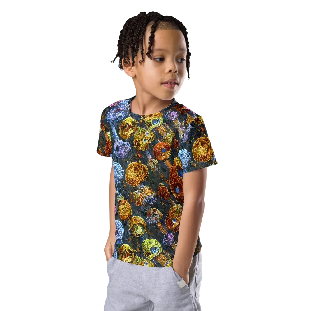 Prismatic Ruins on Kids Crew Neck T-Shirt — Left Front
