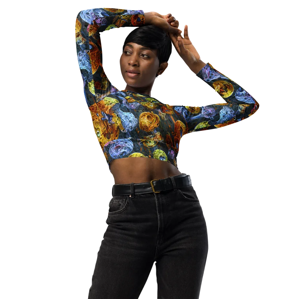 Prismatic Ruins on Long Sleeve Crop Top — Front