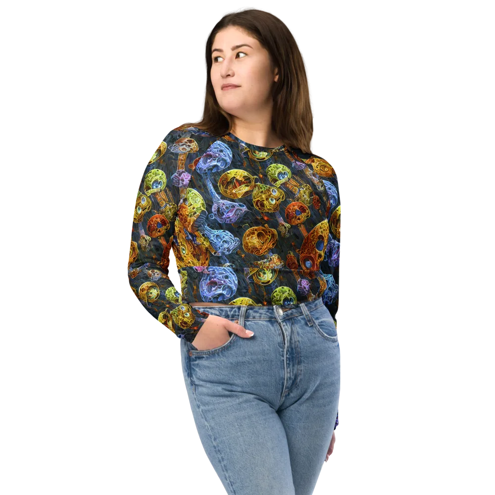 Prismatic Ruins on Long Sleeve Crop Top — Front
