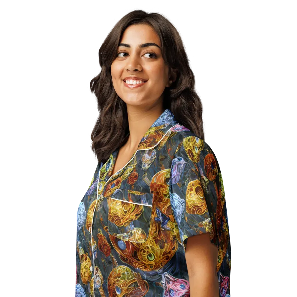 Prismatic Ruins on Women's Short Sleeve Pajama Top — Left Front
