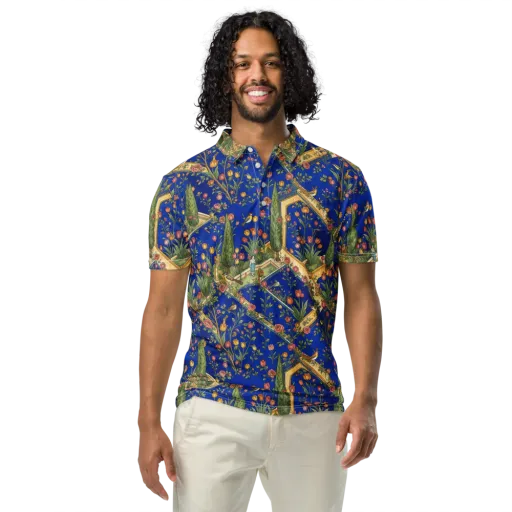 Cobalt Paradise on a Men's Slim Fit Polo Shirt