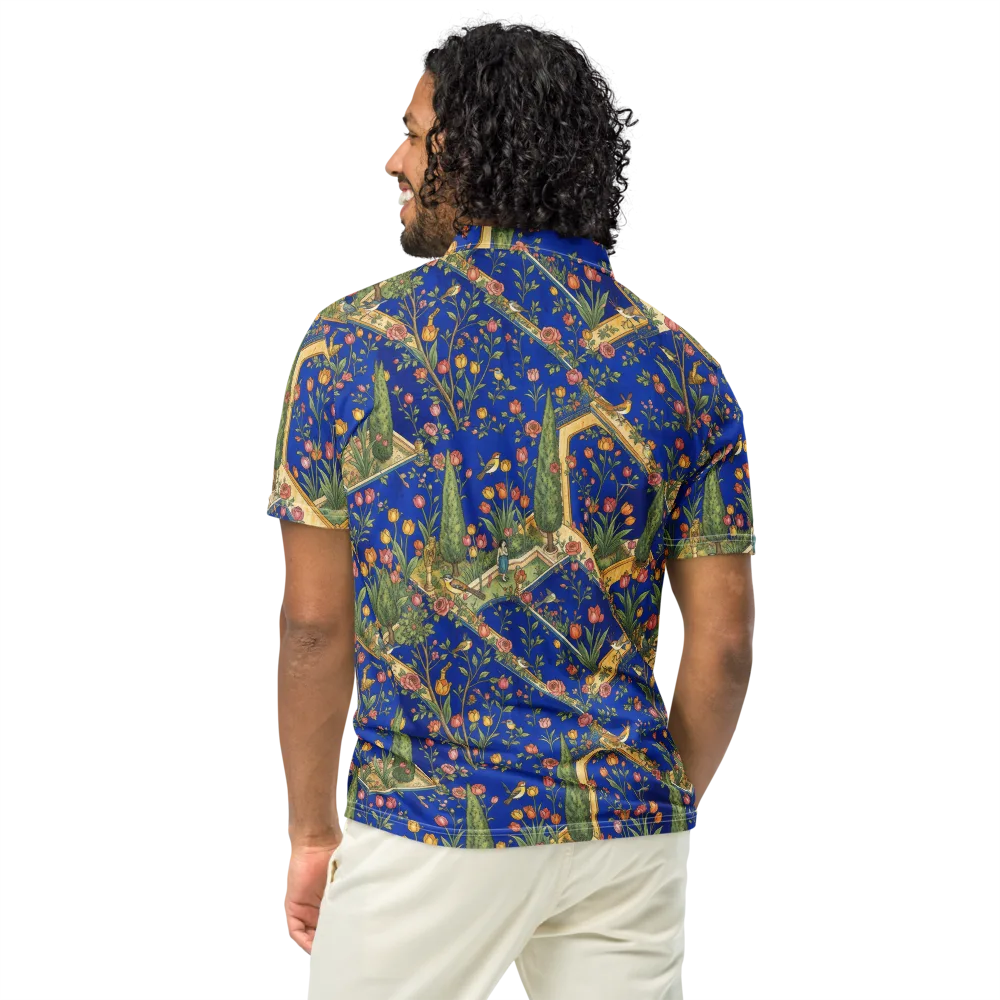 Cobalt Paradise on Men's Slim Fit Polo Shirt — Back