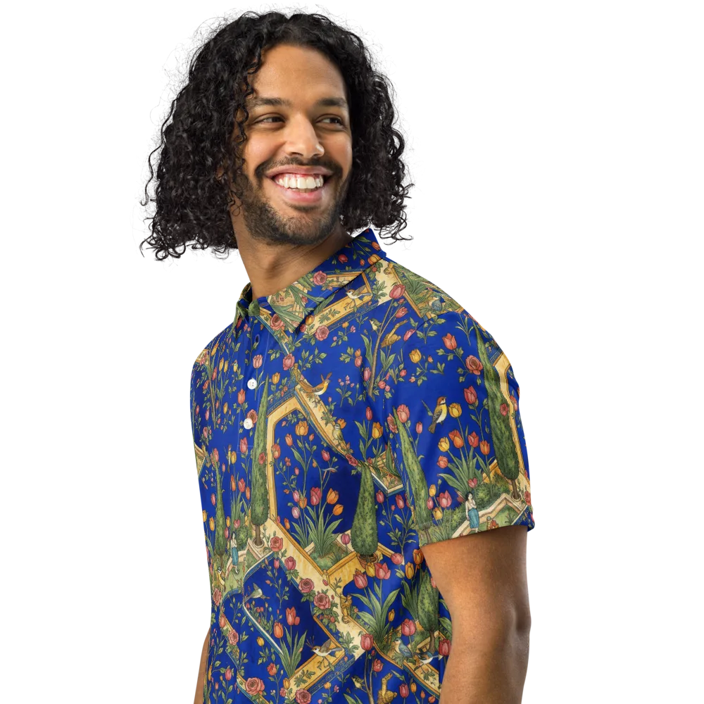 Cobalt Paradise on Men's Slim Fit Polo Shirt — Left Front