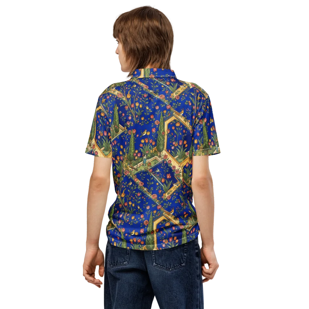 Cobalt Paradise on Men's Slim Fit Polo Shirt — Back