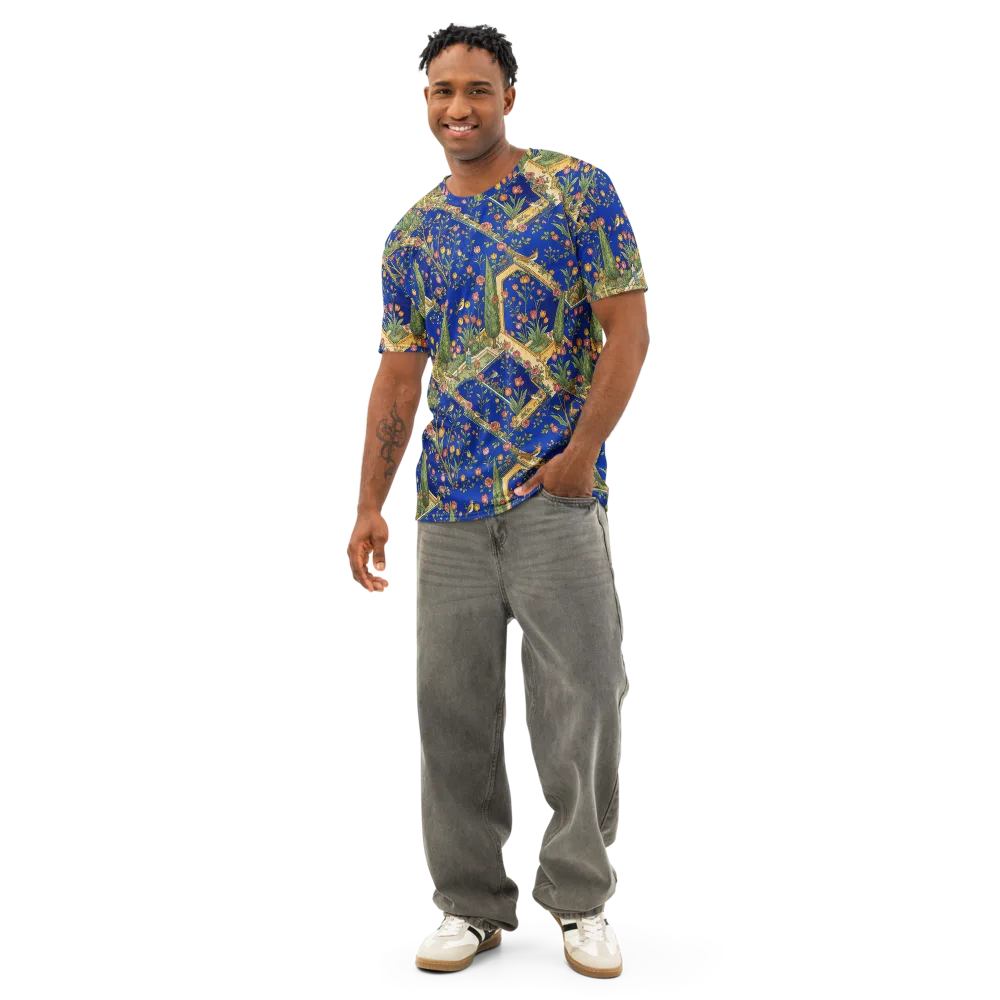 Cobalt Paradise on Men's Cotton Crew Neck T-Shirt — Front