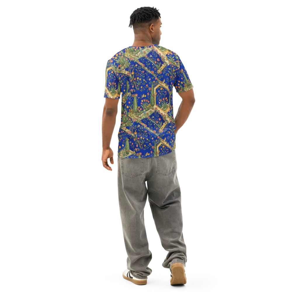Cobalt Paradise on Men's Cotton Crew Neck T-Shirt — Back