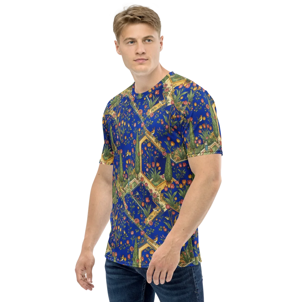 Cobalt Paradise on Men's Crew Neck T-Shirt — Left
