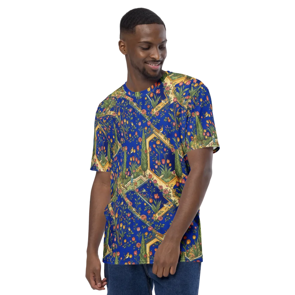 Cobalt Paradise on Men's Crew Neck T-Shirt — Left