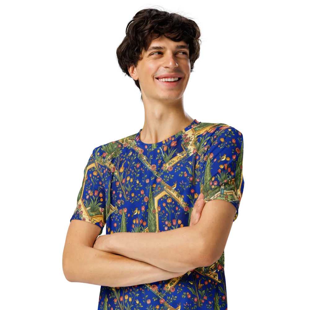 Cobalt Paradise on Men's Crew Neck T-Shirt — Left Front