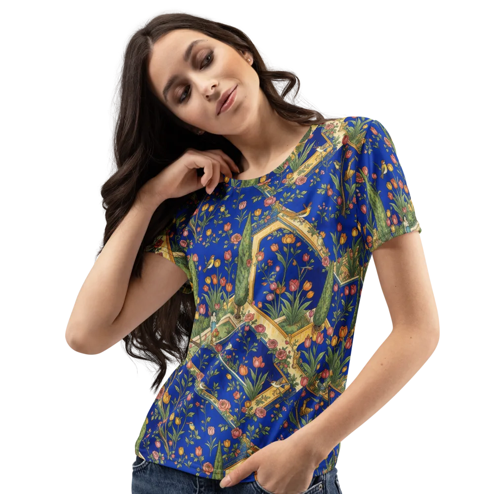 Cobalt Paradise on Women's Crew Neck T-Shirt — Left Front