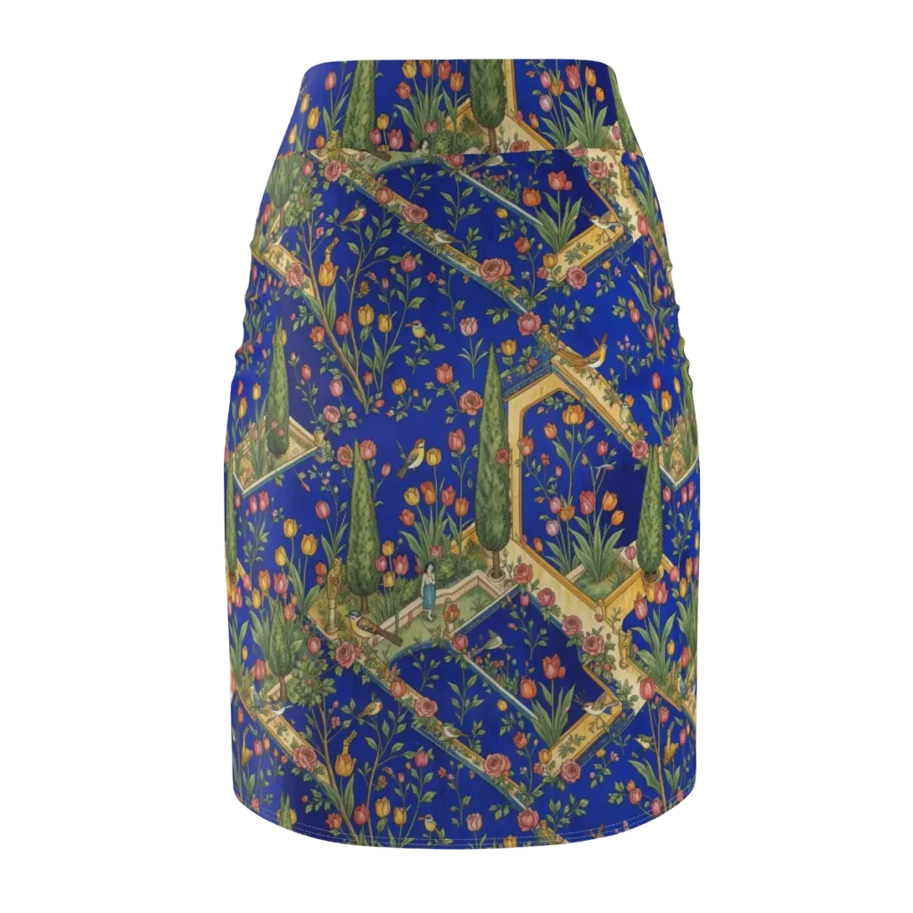Cobalt Paradise on Pencil Skirt — Back