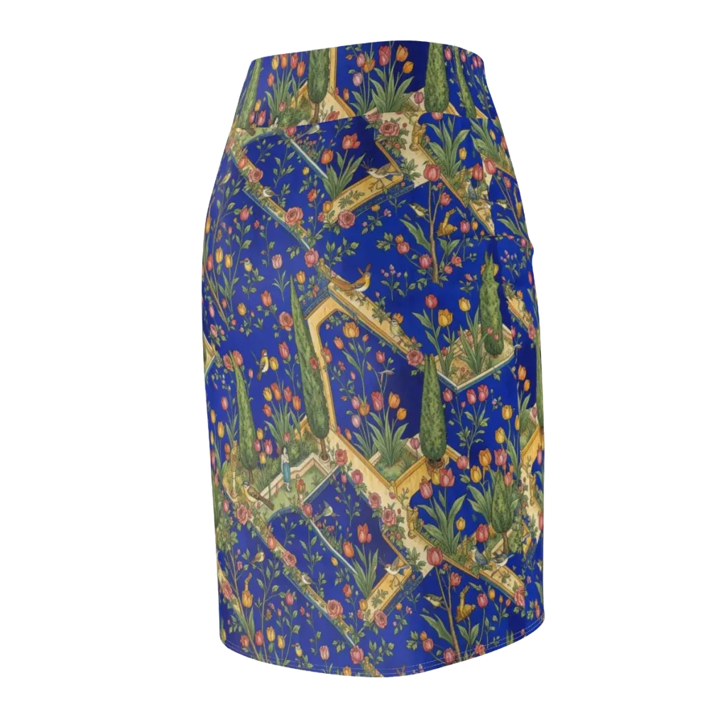 Cobalt Paradise on Pencil Skirt — Back Side