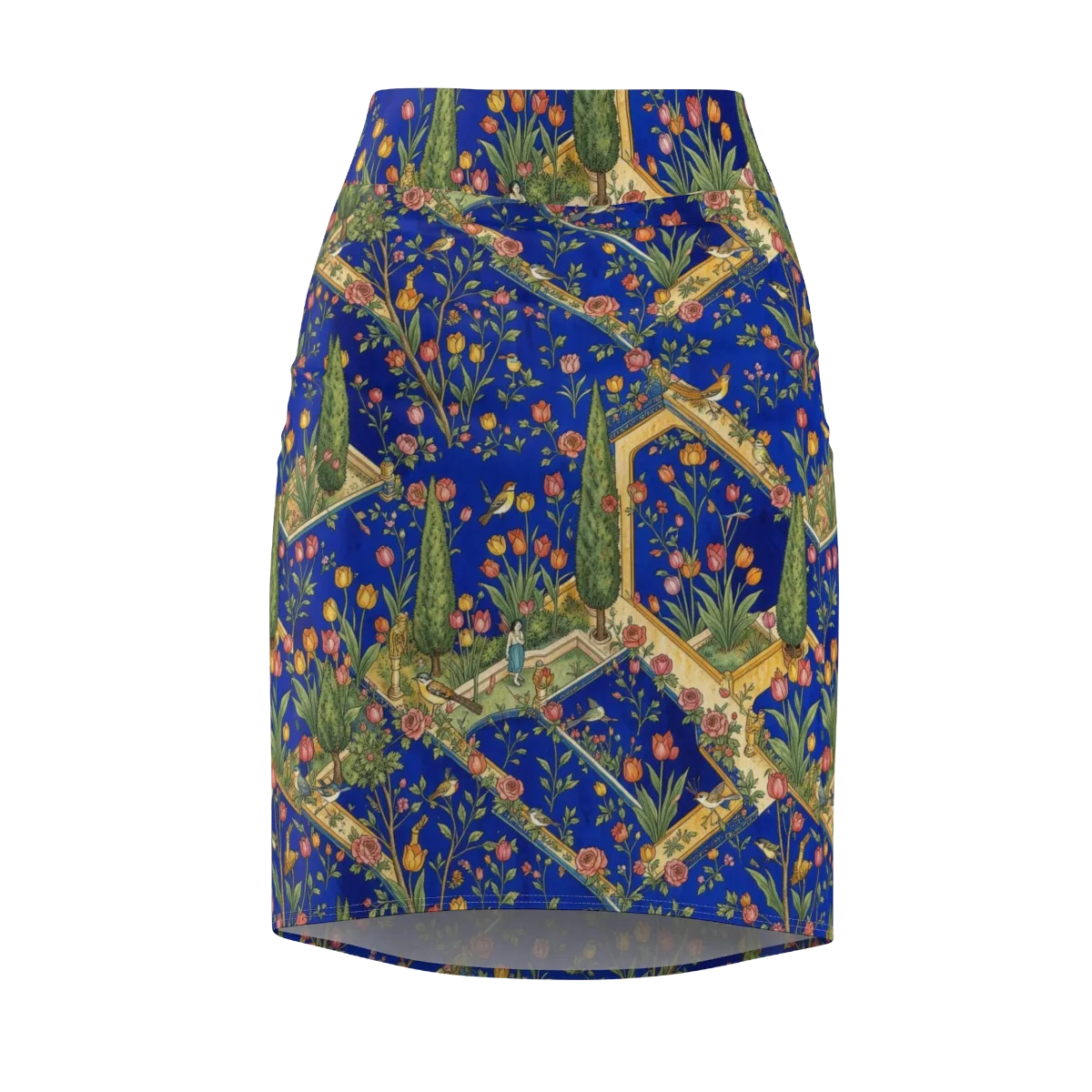 Cobalt Paradise on Pencil Skirt — Front