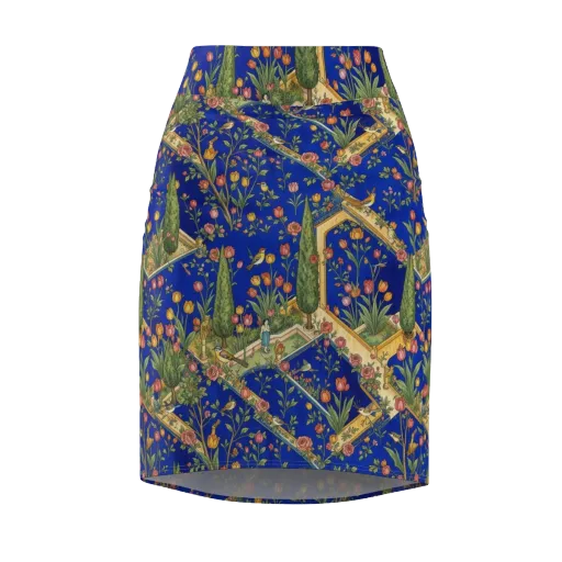 Cobalt Paradise on a Pencil Skirt