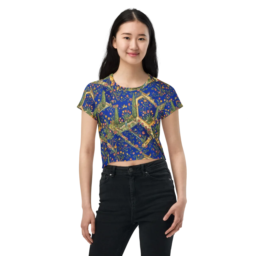 Cobalt Paradise on Crop Tee — Front