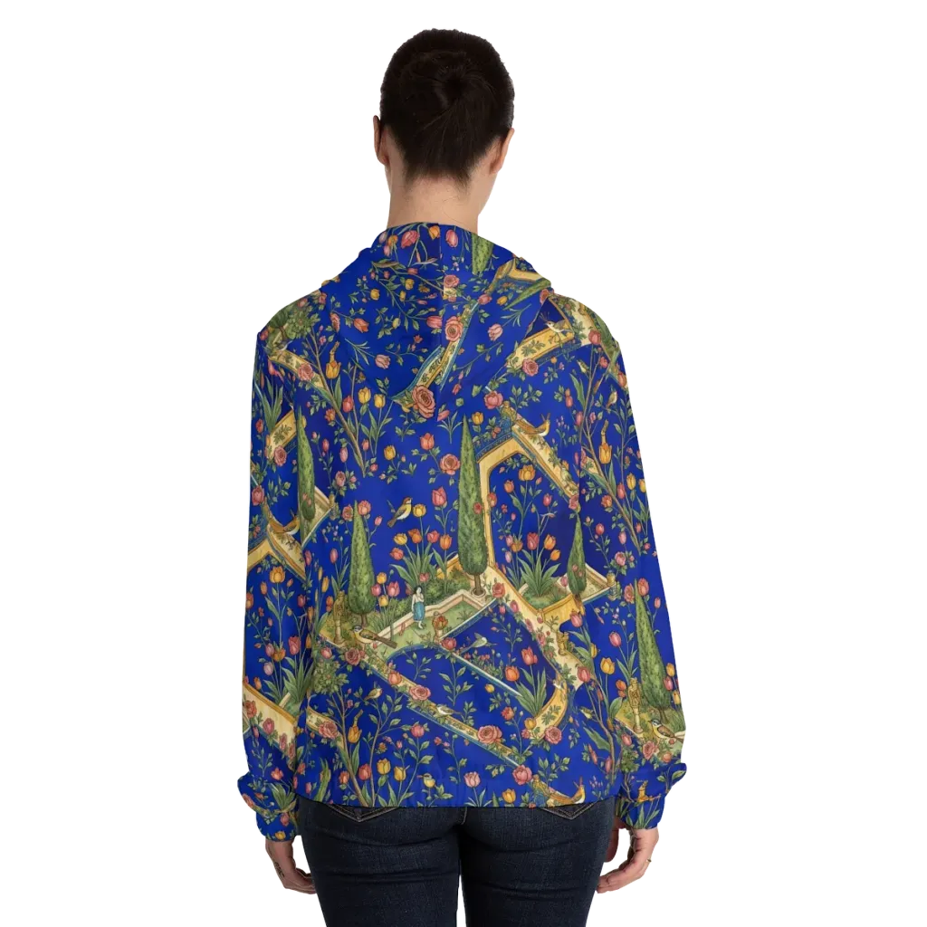Cobalt Paradise on Women's Full-Zip Hoodie — Back On Person