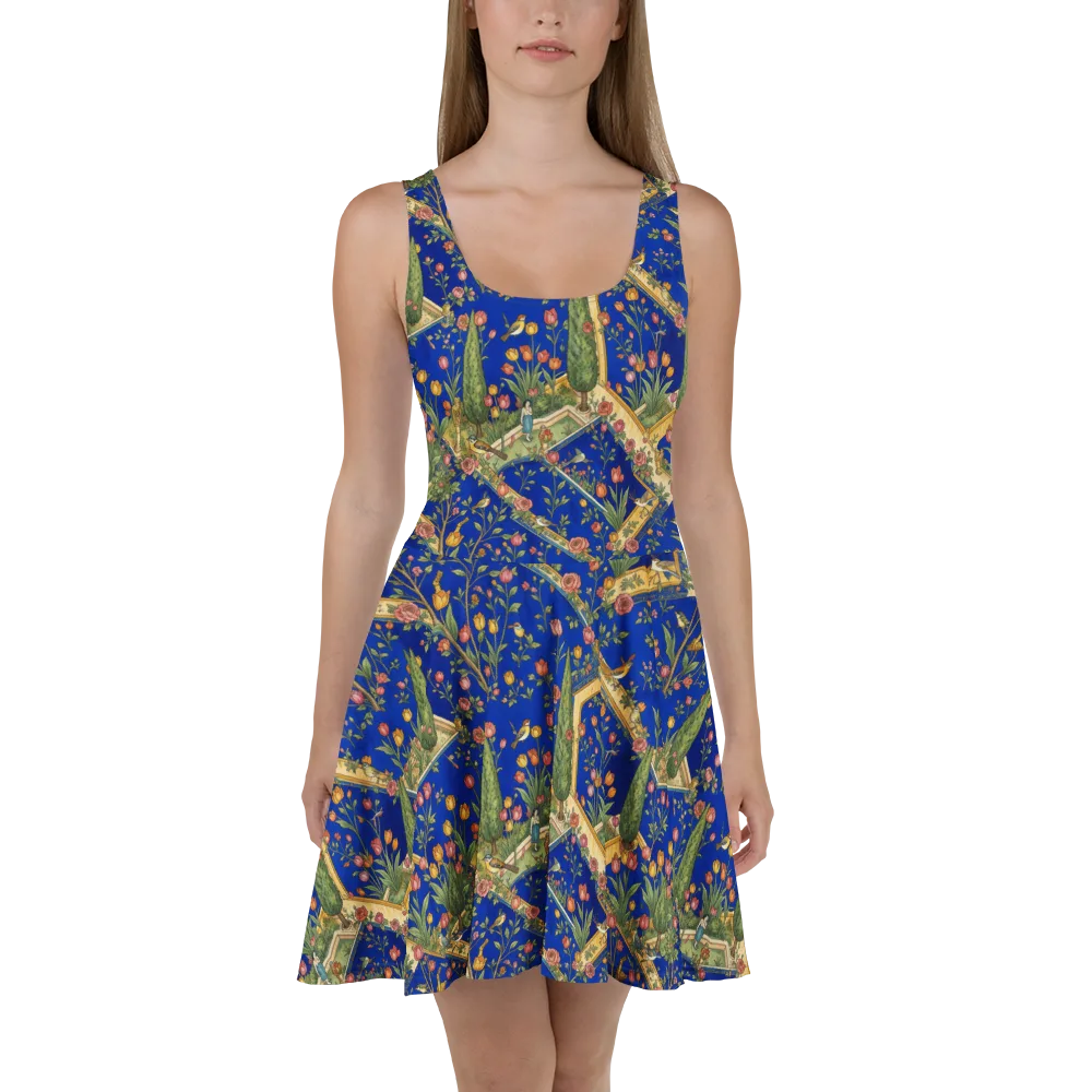 Cobalt Paradise on Skater Dress — Front