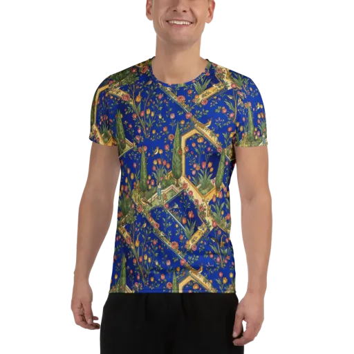 Cobalt Paradise on a Men's Athletic T-Shirt