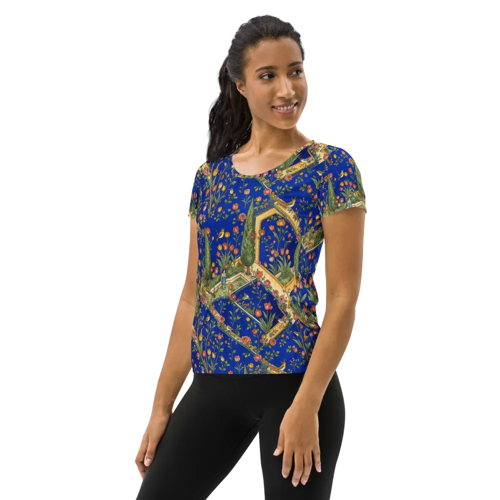 Cobalt Paradise on Women's Athletic T-Shirt — Left