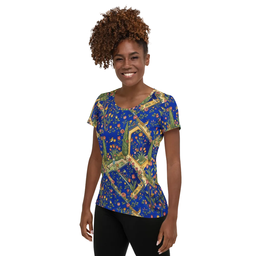 Cobalt Paradise on Women's Athletic T-Shirt — Left