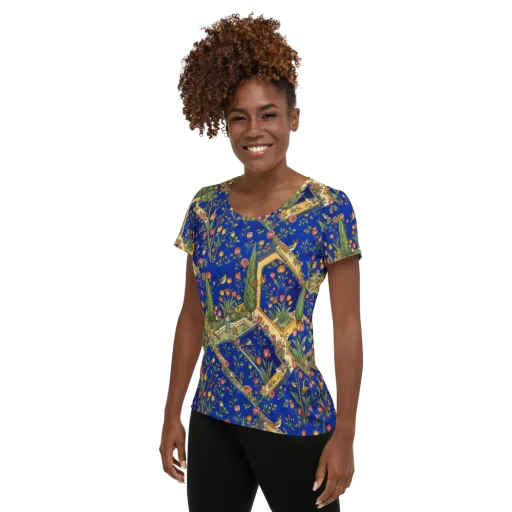 Cobalt Paradise on a Women's Athletic T-Shirt