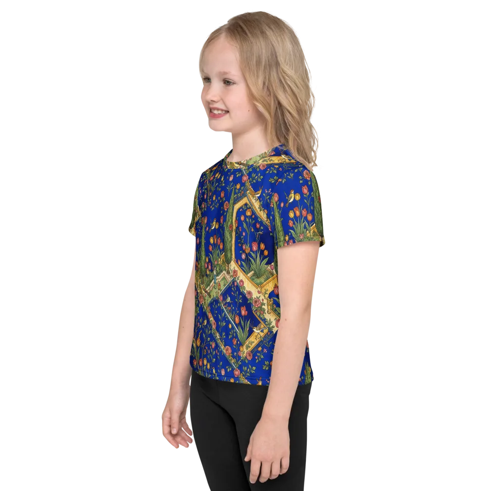 Cobalt Paradise on Kids Crew Neck T-Shirt — Left