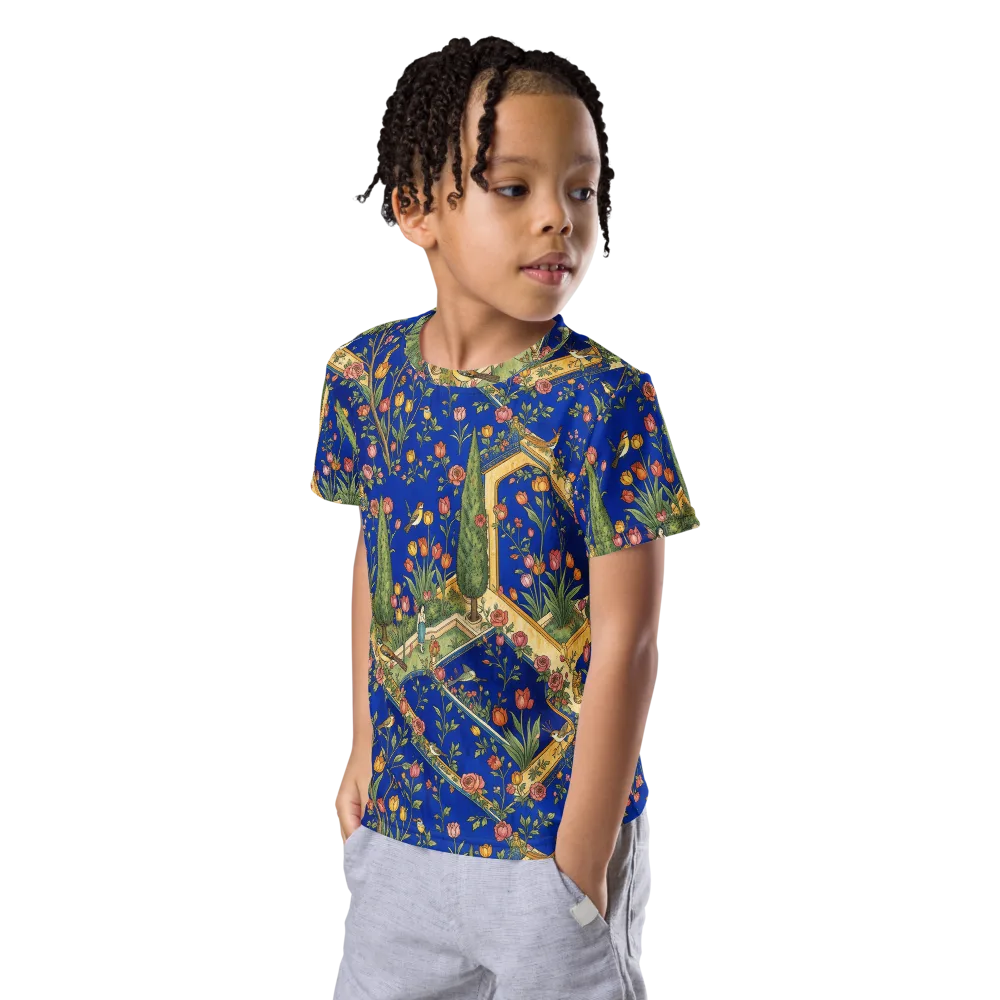 Cobalt Paradise on Kids Crew Neck T-Shirt — Left Front