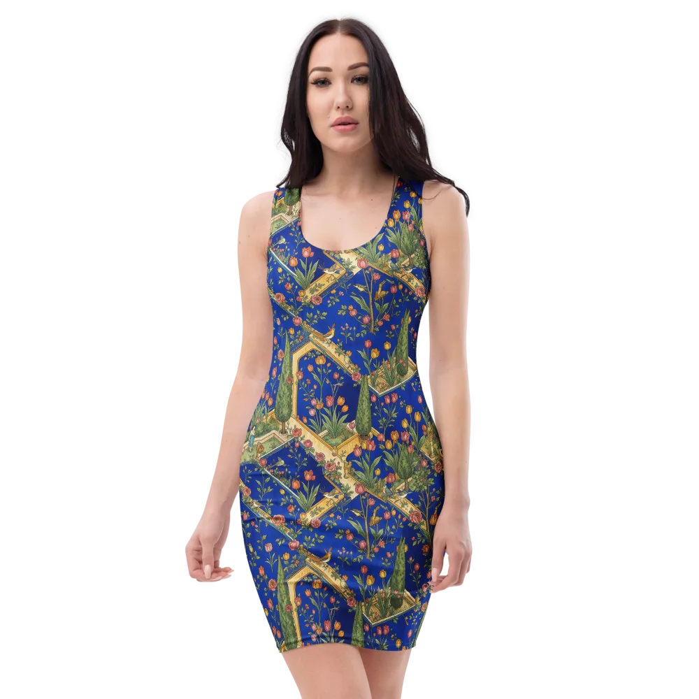 Cobalt Paradise on Bodycon Dress — Front