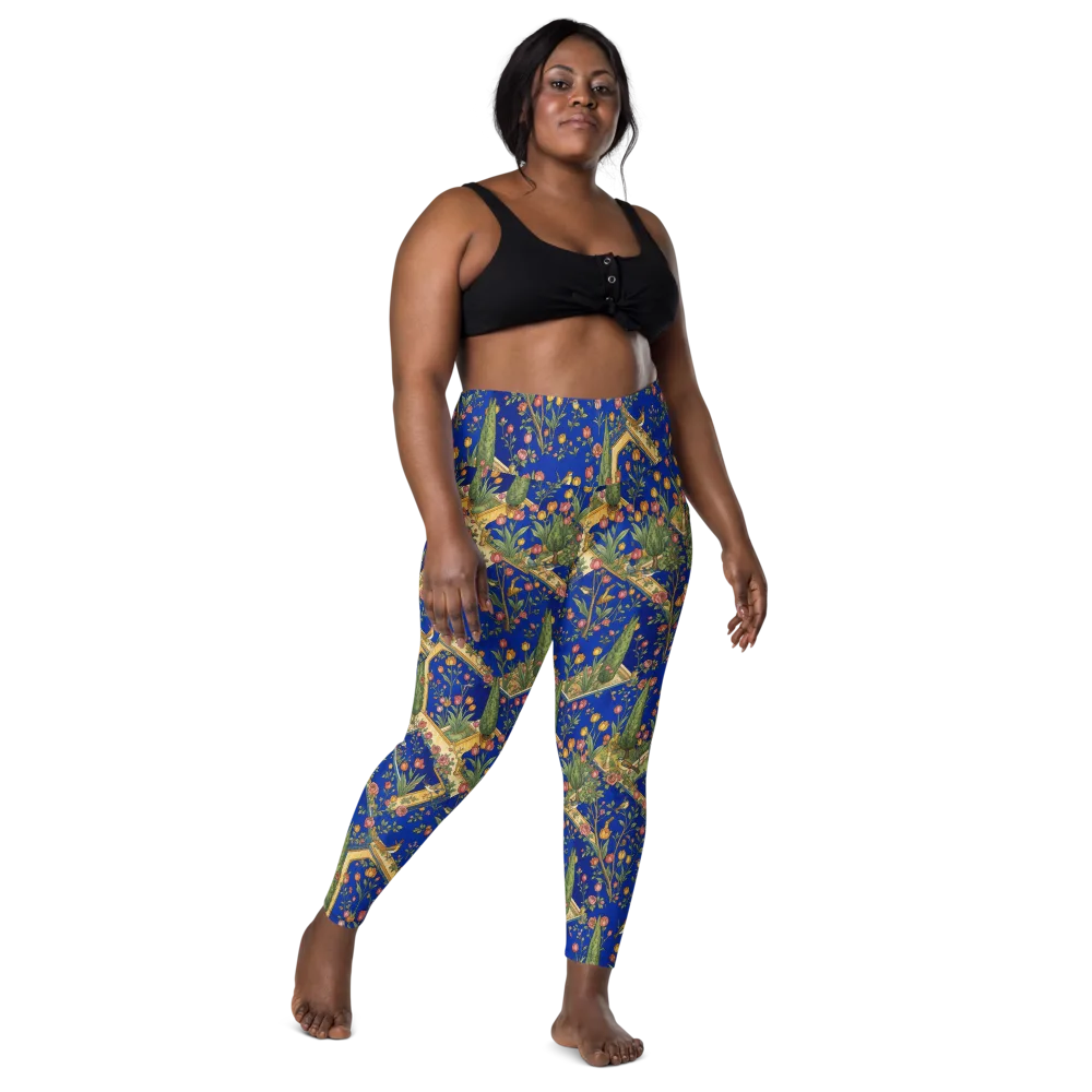 Cobalt Paradise on Leggings with Pockets — Front