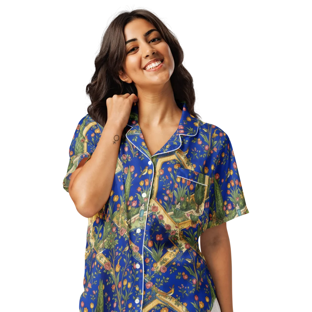 Cobalt Paradise on Women's Short Sleeve Pajama Top — Front