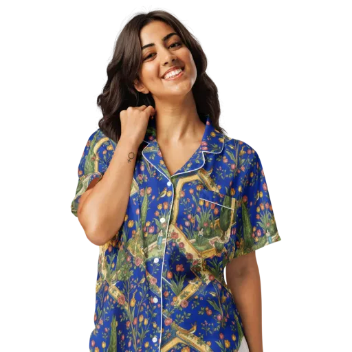 Cobalt Paradise on a Women's Short Sleeve Pajama Top