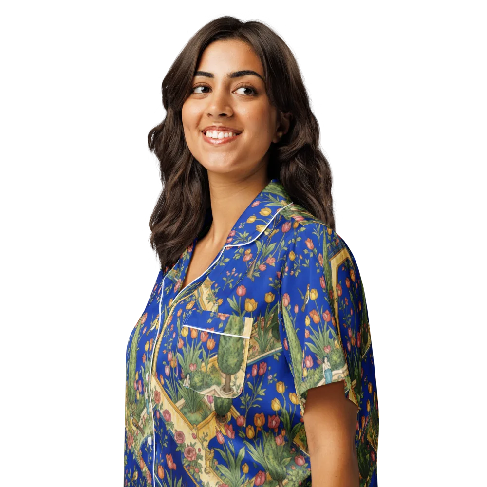 Cobalt Paradise on Women's Short Sleeve Pajama Top — Left Front