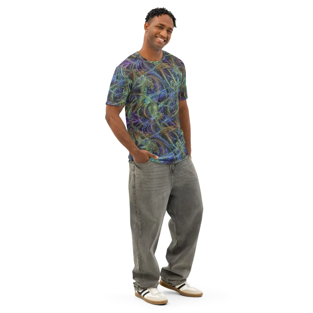 Neptune’s Garden on Men's Cotton Crew Neck T-Shirt — Right Front