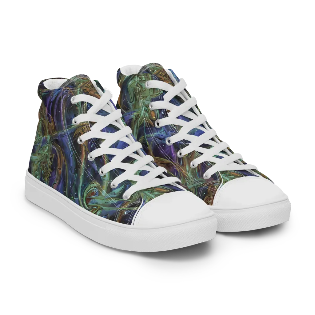 Neptune’s Garden on Men's High Top Canvas Shoes — Right Front