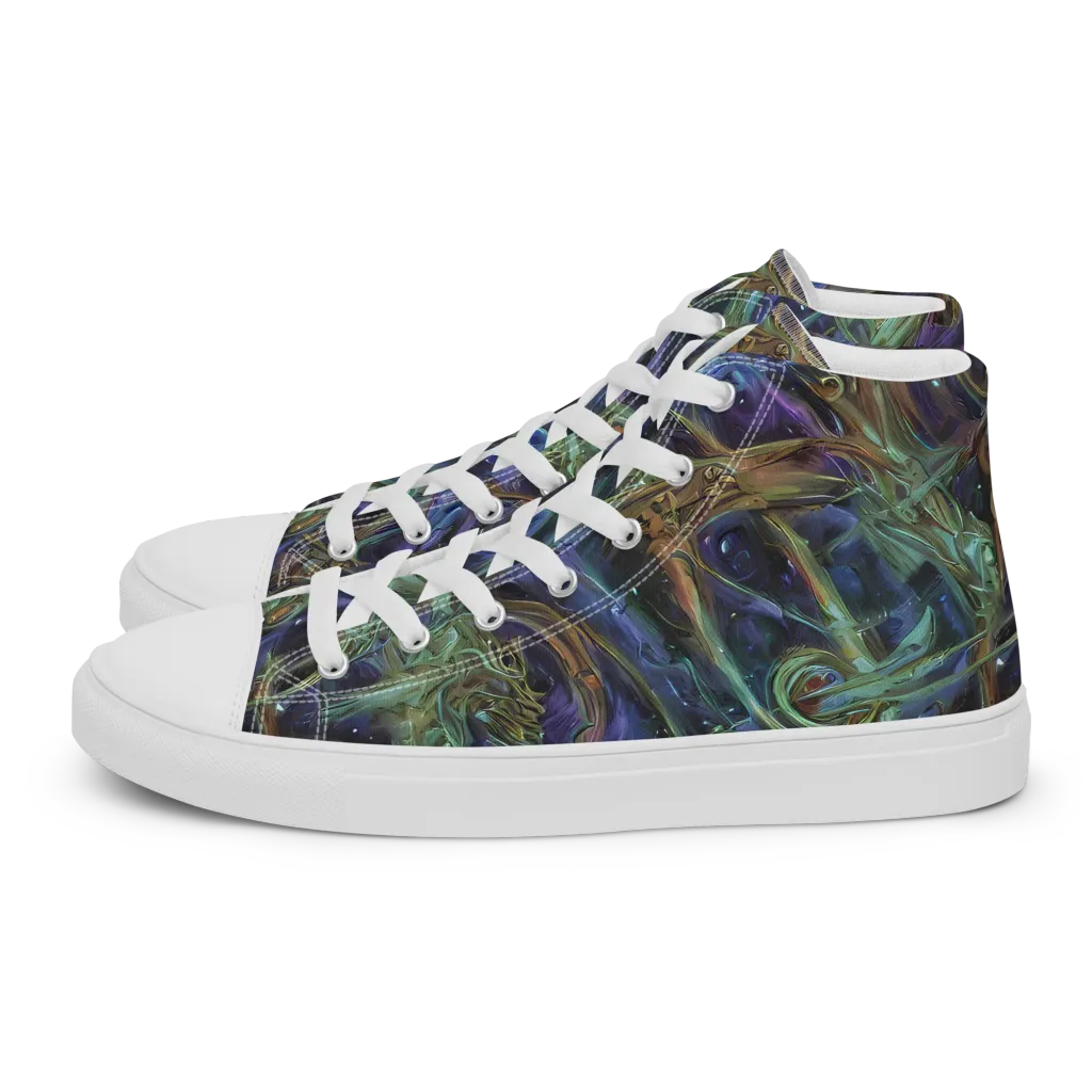 Neptune’s Garden on Men's High Top Canvas Shoes — Left