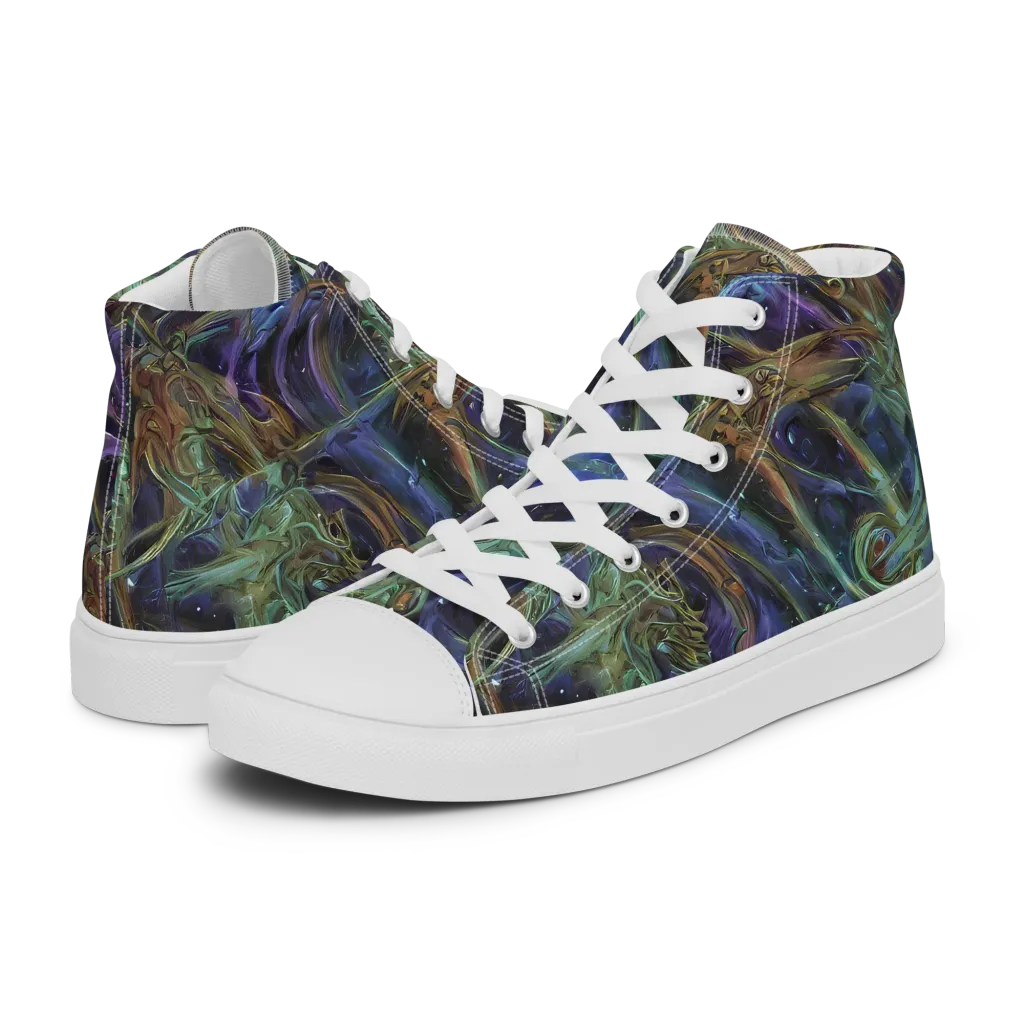 Neptune’s Garden on Men's High Top Canvas Shoes — Left