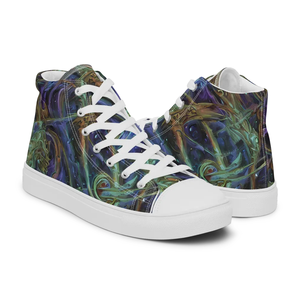 Neptune’s Garden on Men's High Top Canvas Shoes — Right