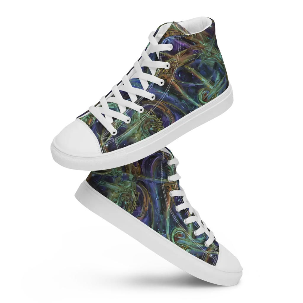 Neptune’s Garden on Men's High Top Canvas Shoes — Front