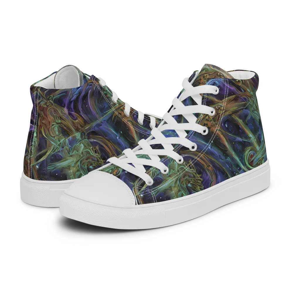 Neptune’s Garden on Women's High Top Canvas Shoes — Left