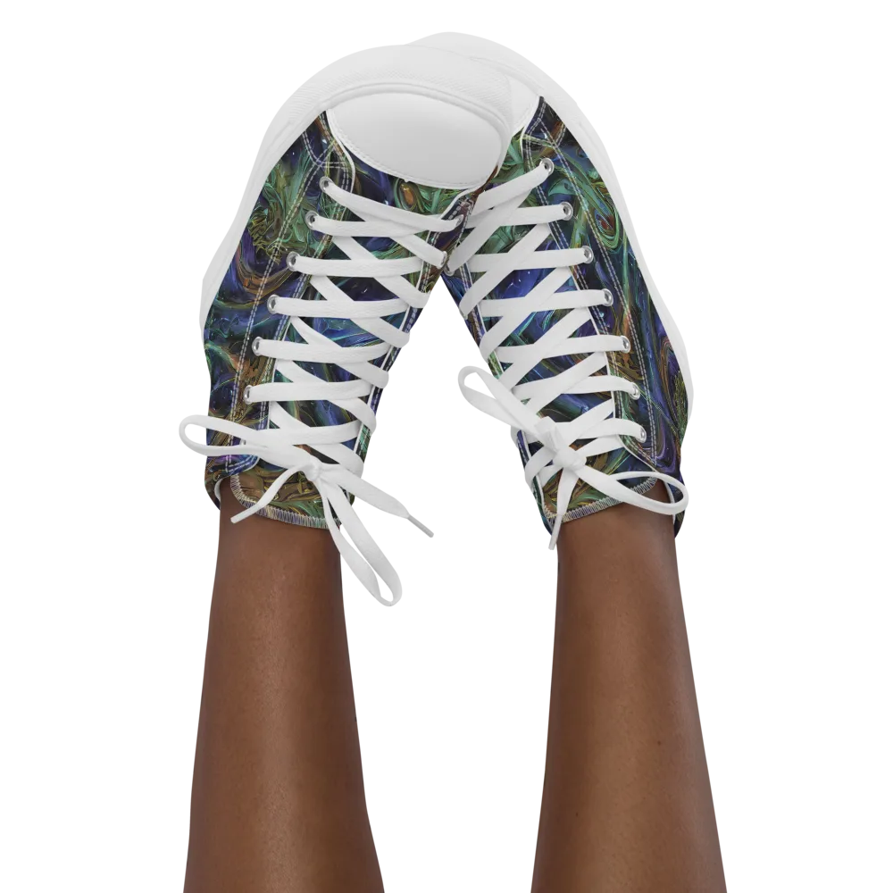 Neptune’s Garden on Women's High Top Canvas Shoes — Front