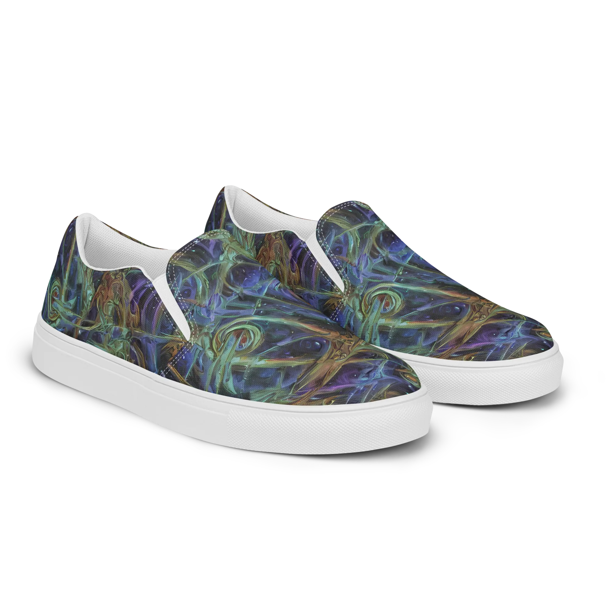 Neptune’s Garden on Men's Slip-On Canvas Shoes — Right Front