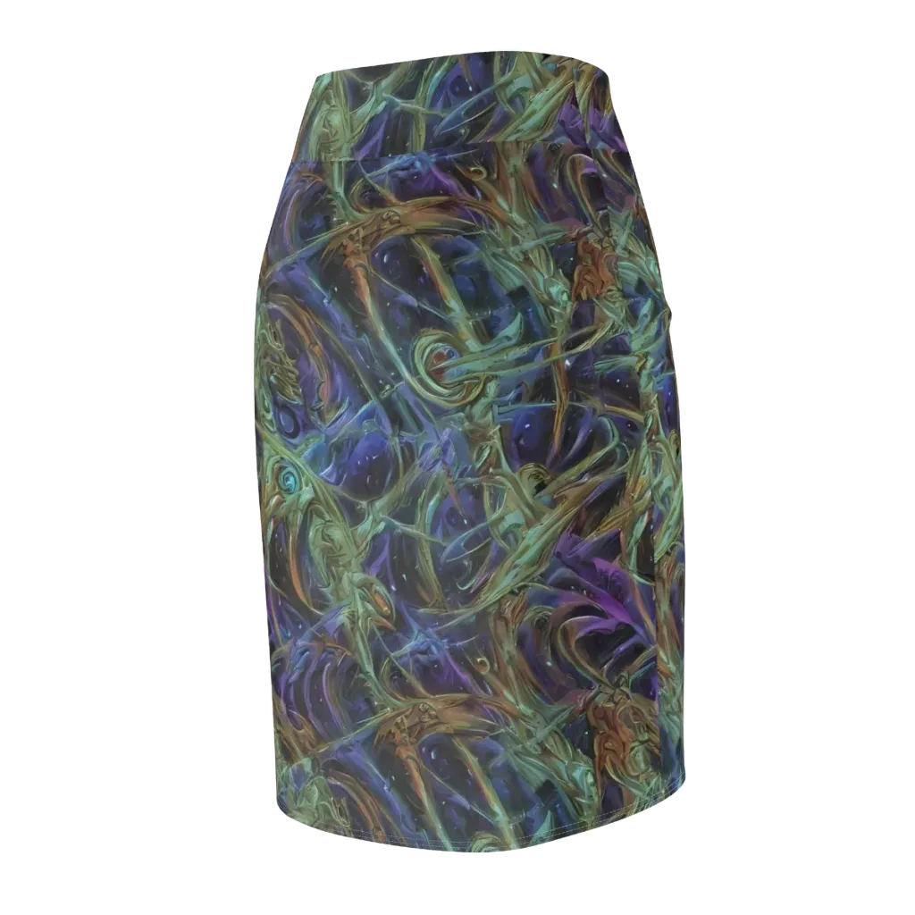 Neptune’s Garden on Pencil Skirt — Back Side