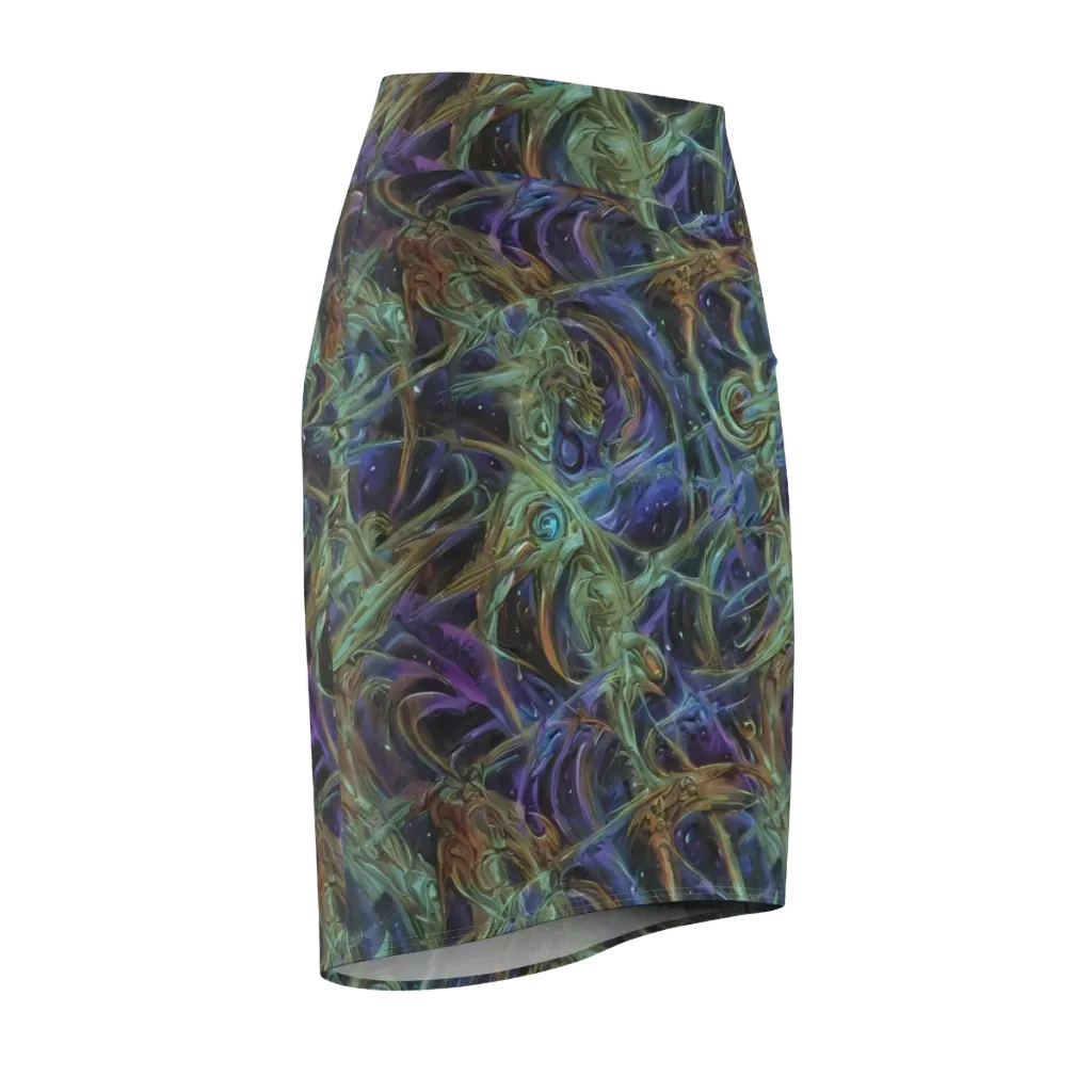 Neptune’s Garden on Pencil Skirt — Front Side