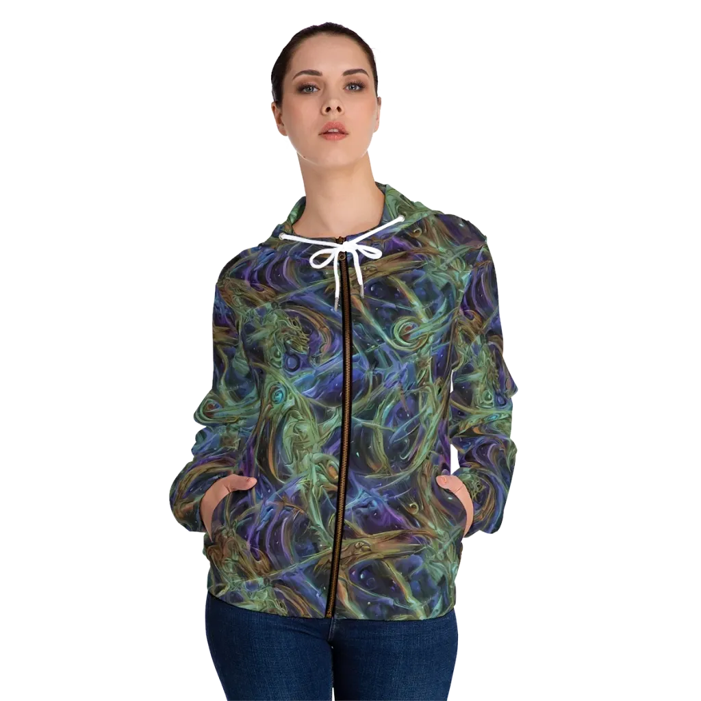 Neptune’s Garden on Women's Full-Zip Hoodie — Front On Person
