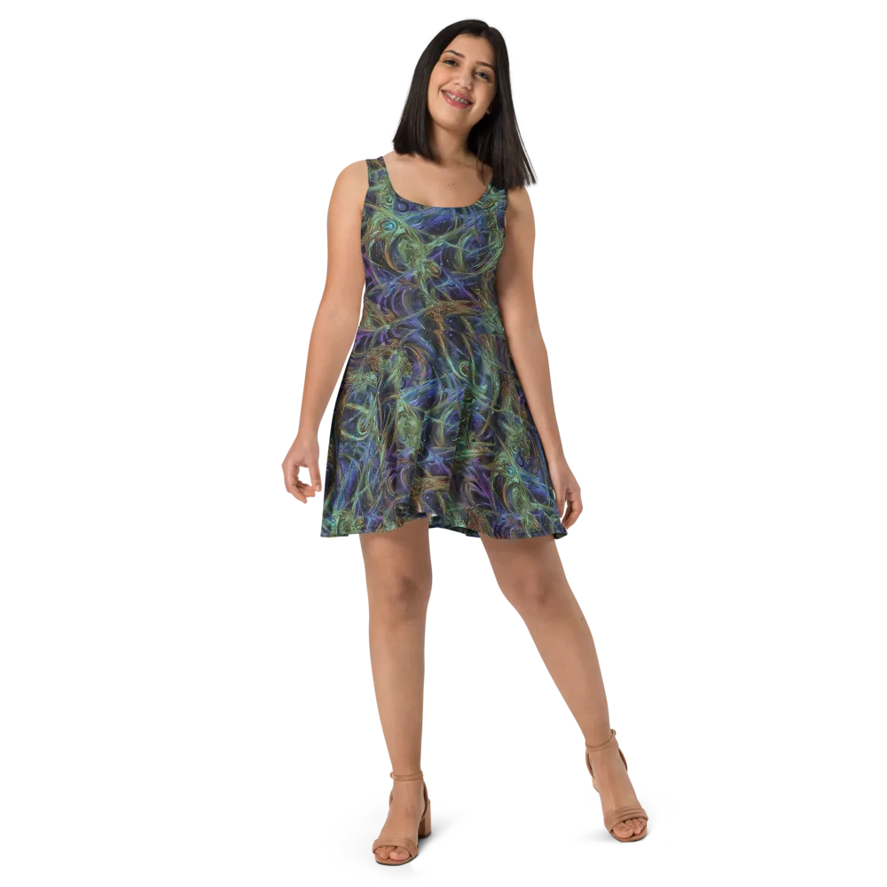 Neptune’s Garden on Skater Dress — Front
