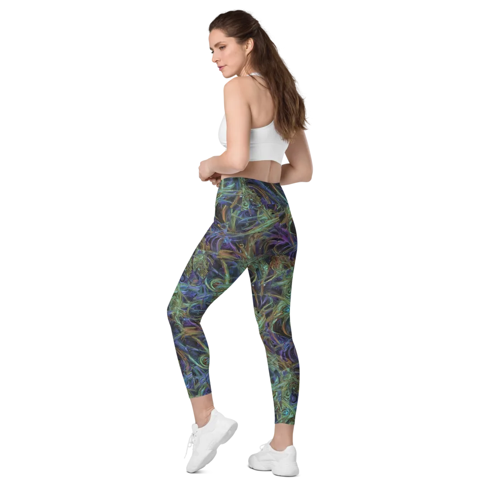 Neptune’s Garden on Leggings with Pockets — Left Back