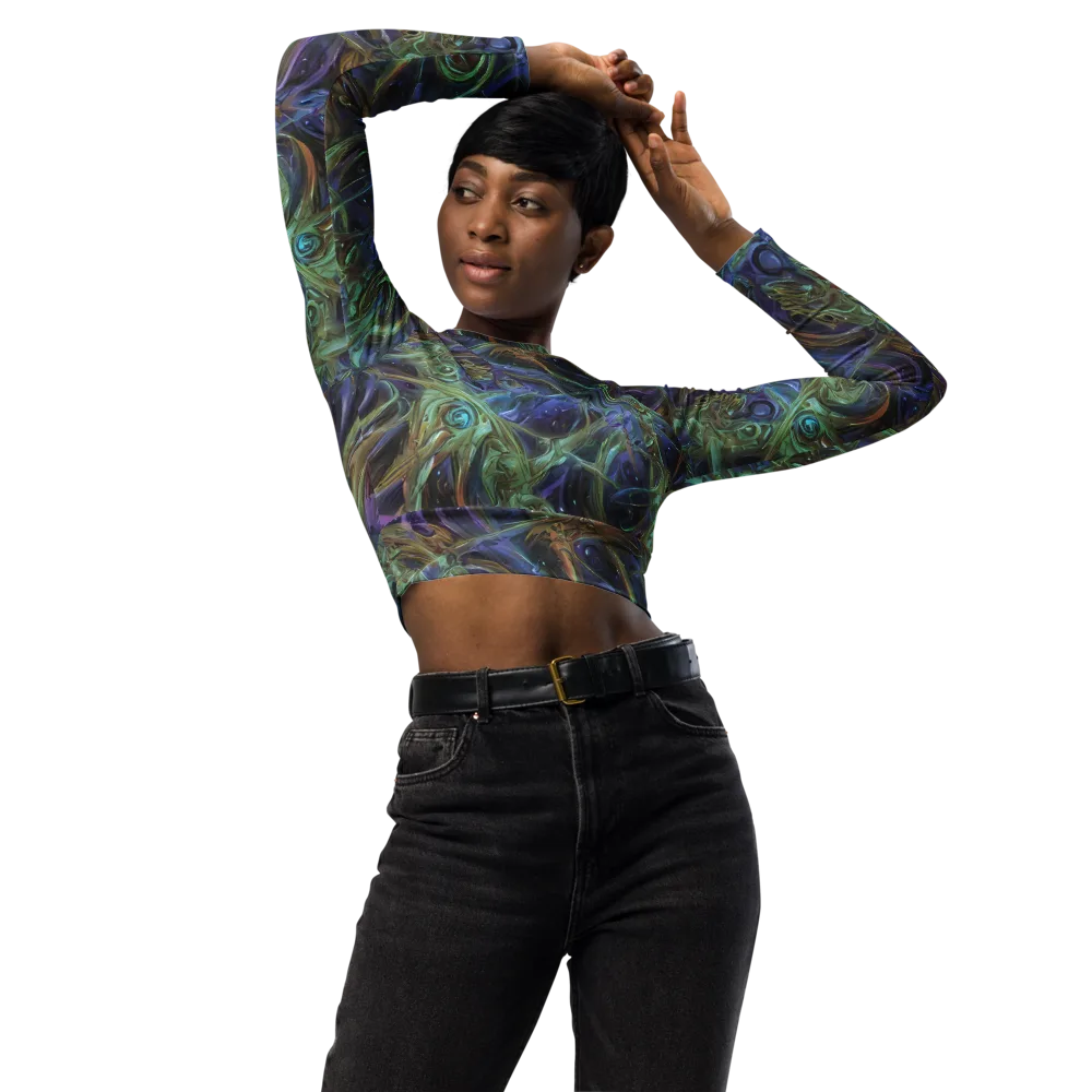 Neptune’s Garden on Long Sleeve Crop Top — Front