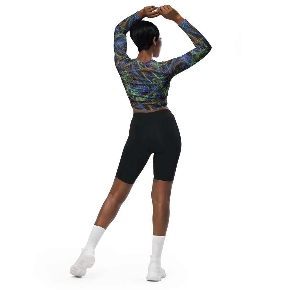 Neptune’s Garden on Long Sleeve Crop Top — Back
