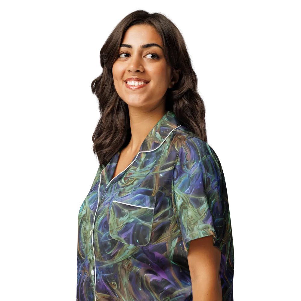Neptune’s Garden on Women's Short Sleeve Pajama Top — Left Front